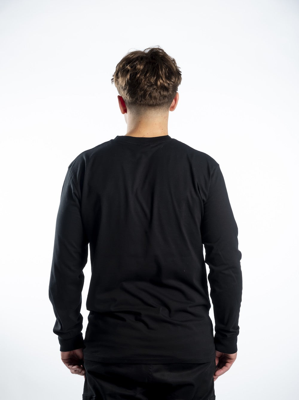 Men’s Long Sleeve T-shirt – Gold Logo and Gold Full Words with White Outline - Printed