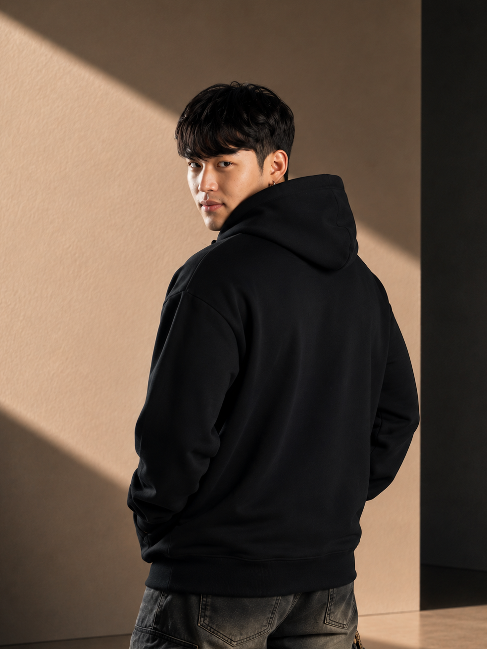 Men’s Heavy Hoodie – Black - Gold Logo