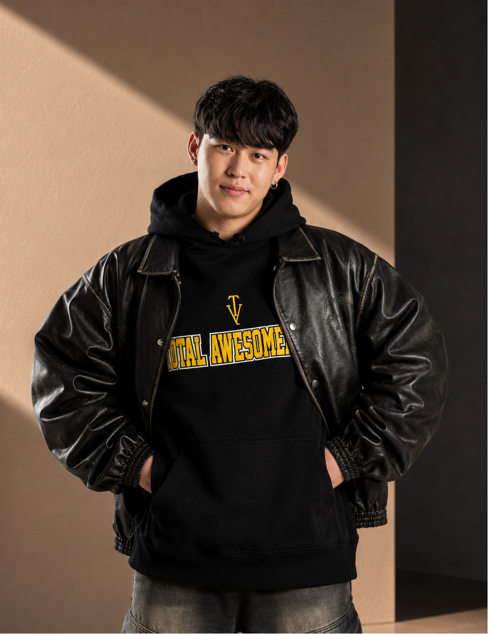 Men’s Heavy Hoodie – Black - Gold Logo