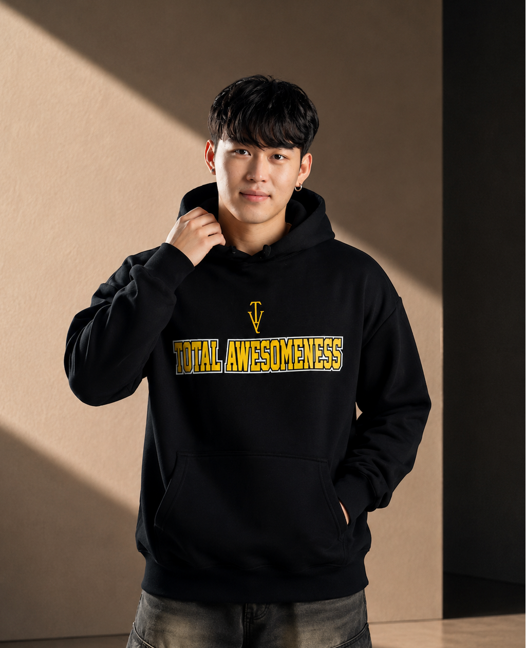 Men’s Heavy Hoodie – Black - Gold Logo