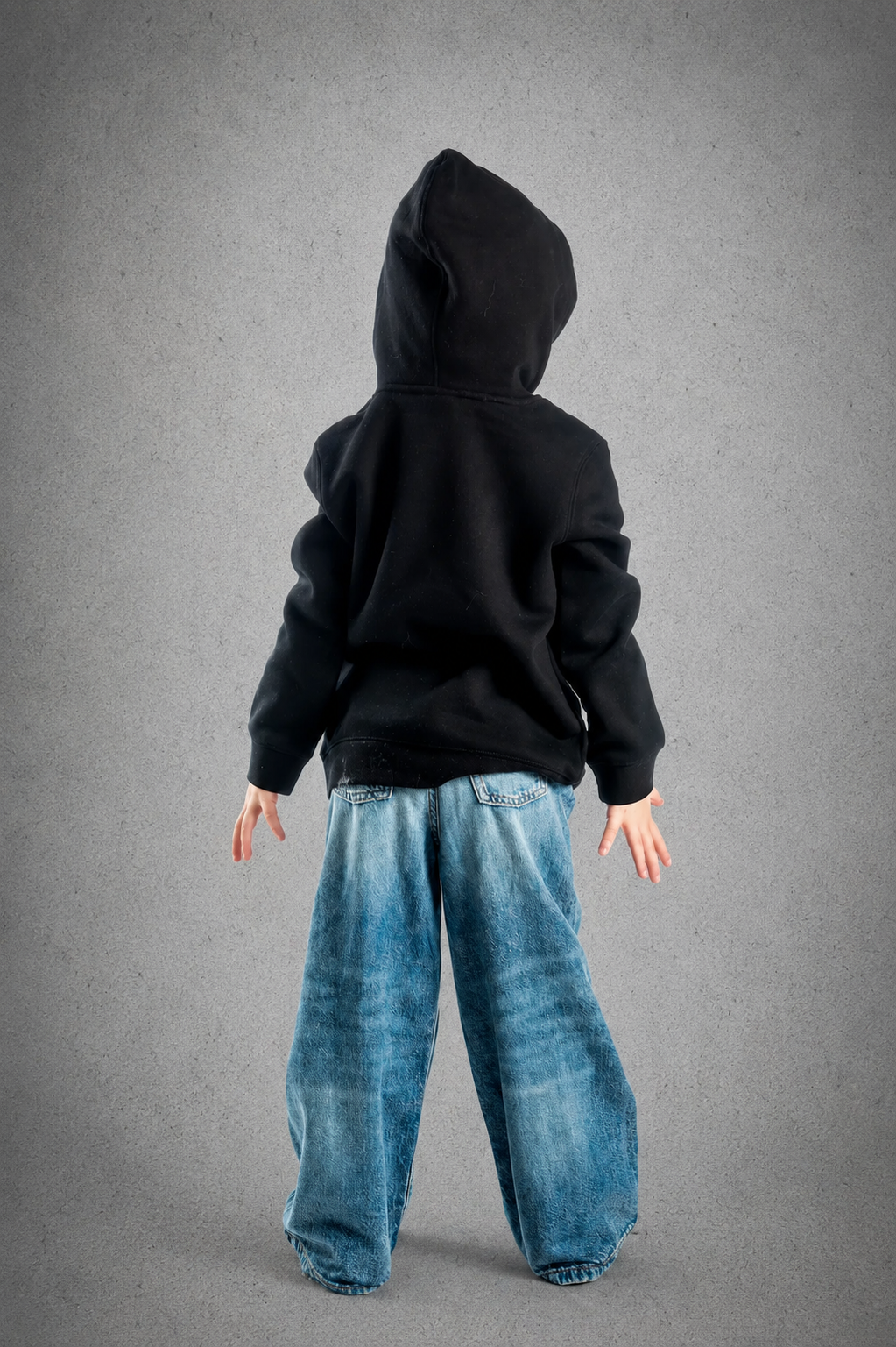 Kid's Hoodie – Black - Green Logo and Words with White Outline