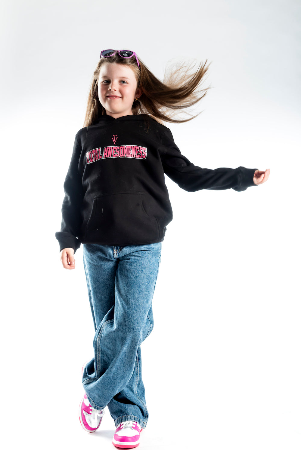 Youth Hoodie – Black - Pink Logo