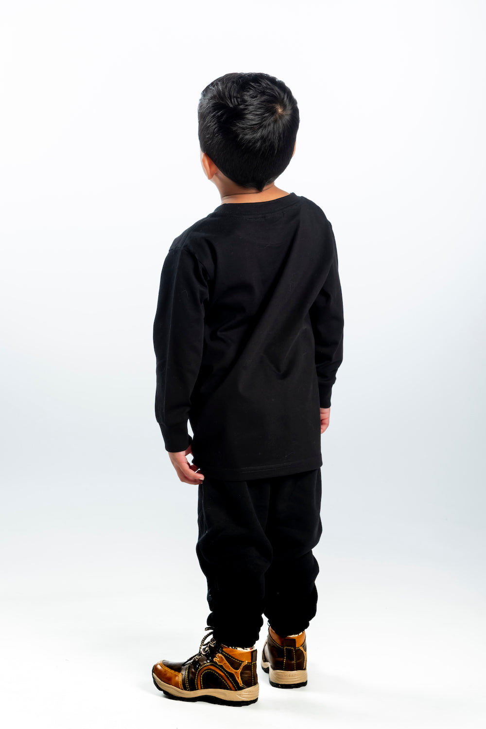 Kid's Heavy Weight Warm Long Sleeve T-Shirt – White Logo - Blue Words