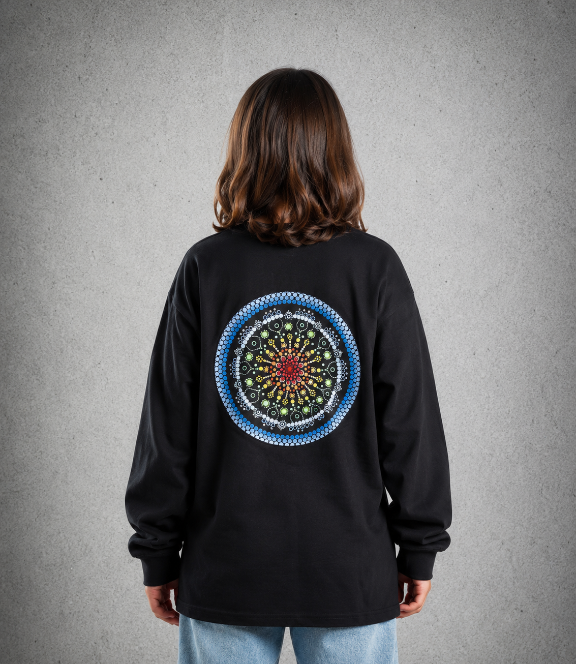 Youth Long Sleeve T-Shirt - Black – White Logo & Blue Words & Picture
