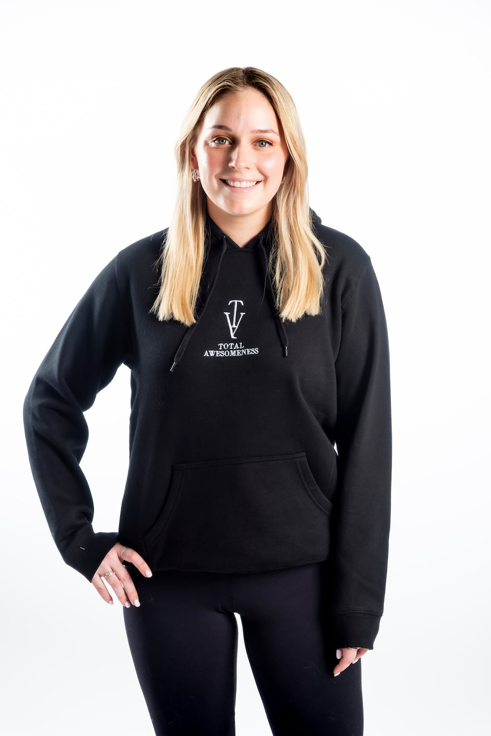 Women’s Classic Stencil Hoodie – Black - White Embroidered Logo