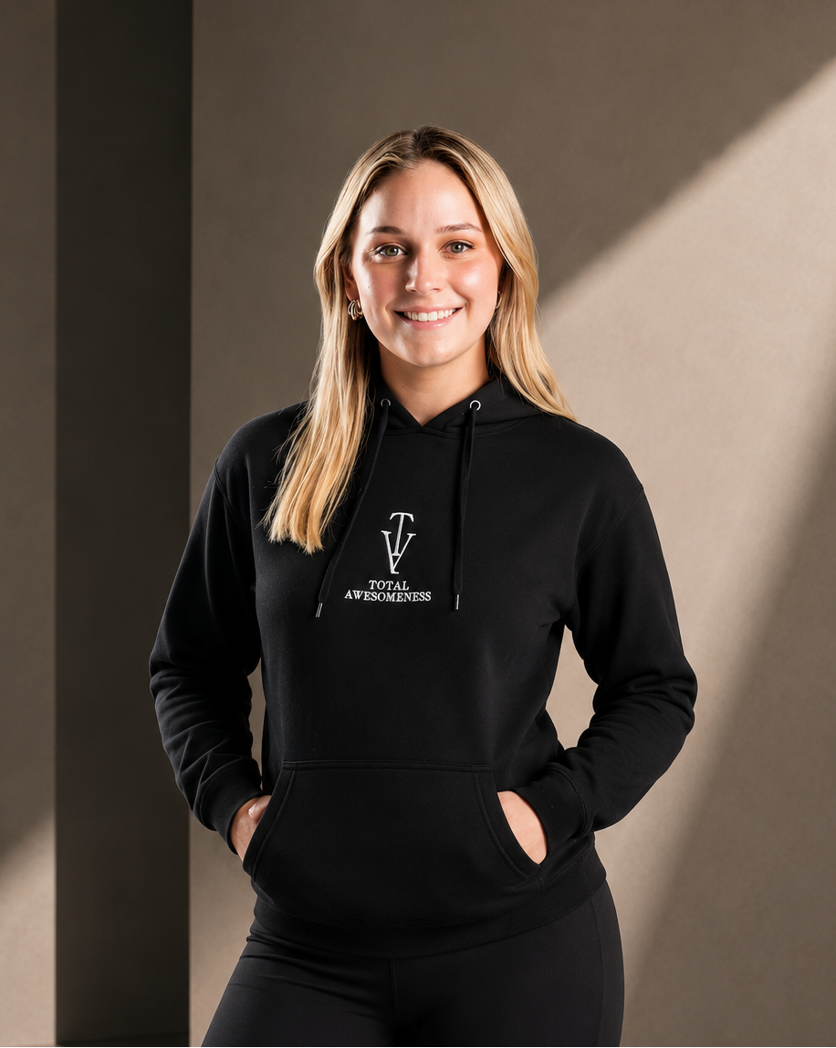 Women’s Classic Hoodie - Black - White Embroidered Logo
