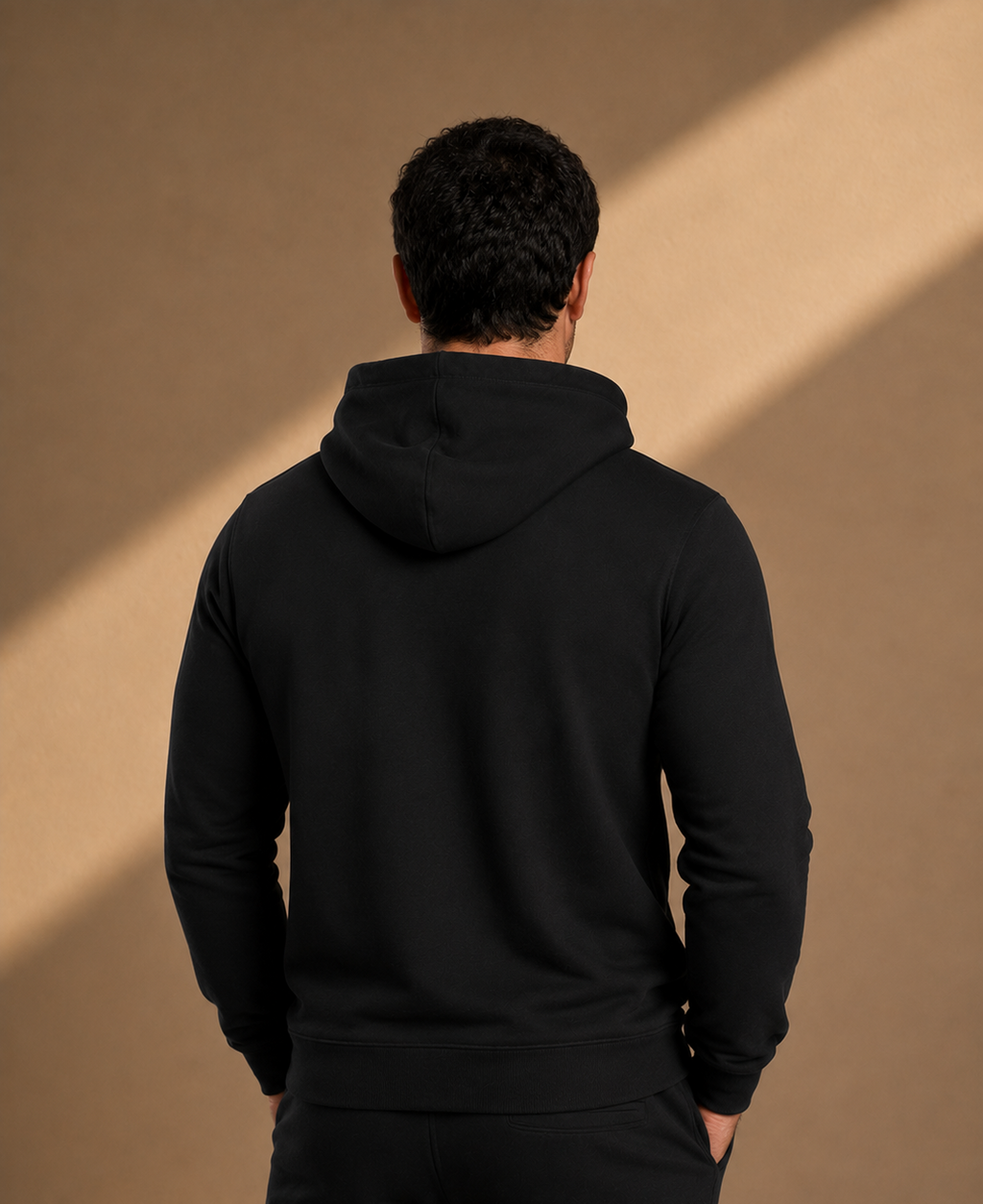 Men's Relaxed Hoodie - Black White Logo No Outline - Printed
