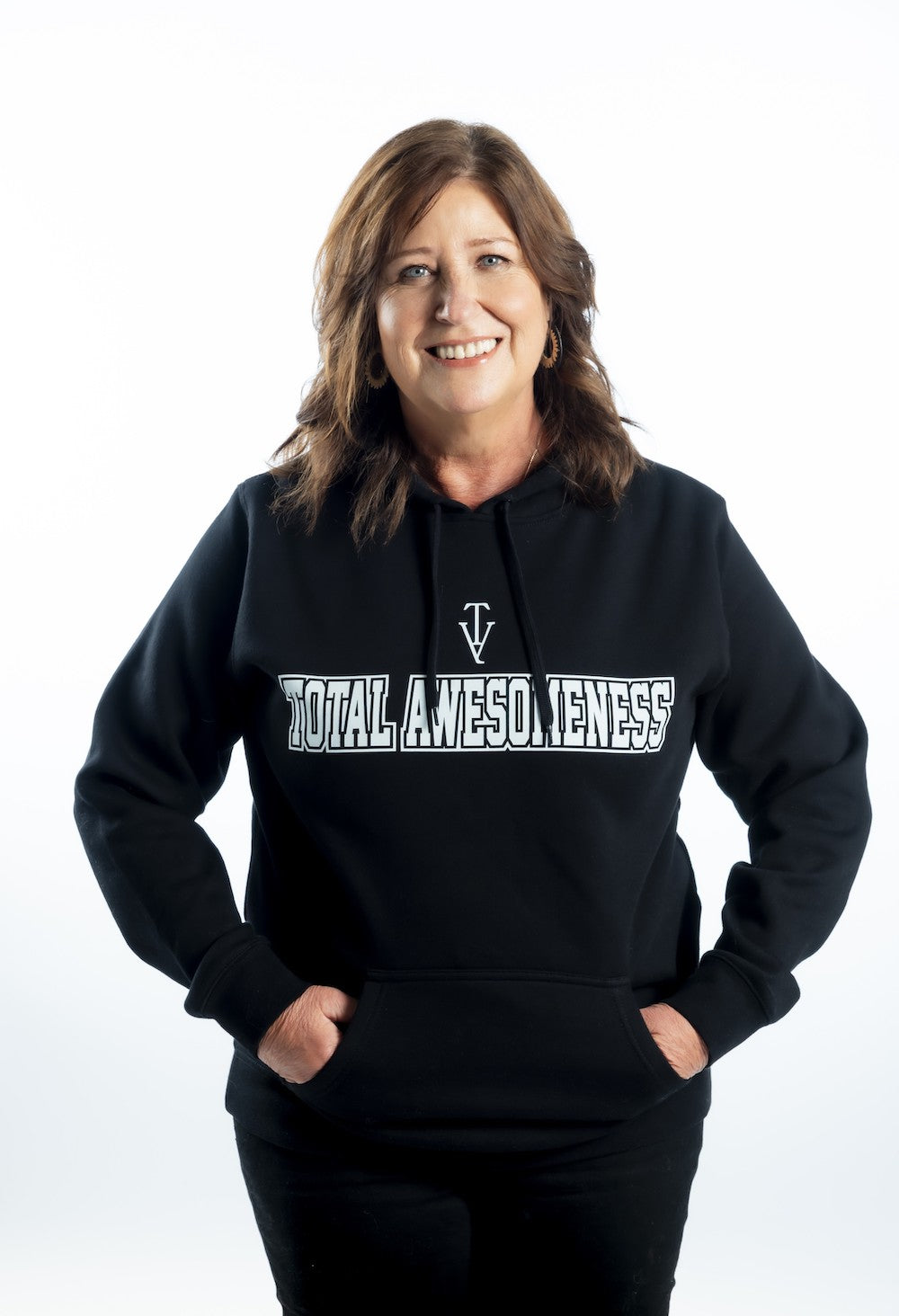 Women’s Stencil Hoodie – Black - White Logo - Printed