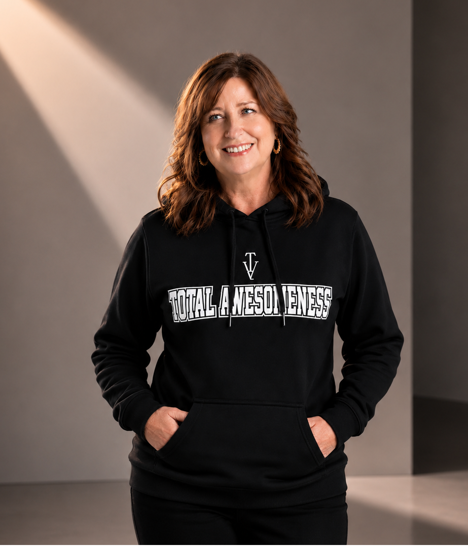 Women’s Classic Hoodie – Black - White Logo - Printed
