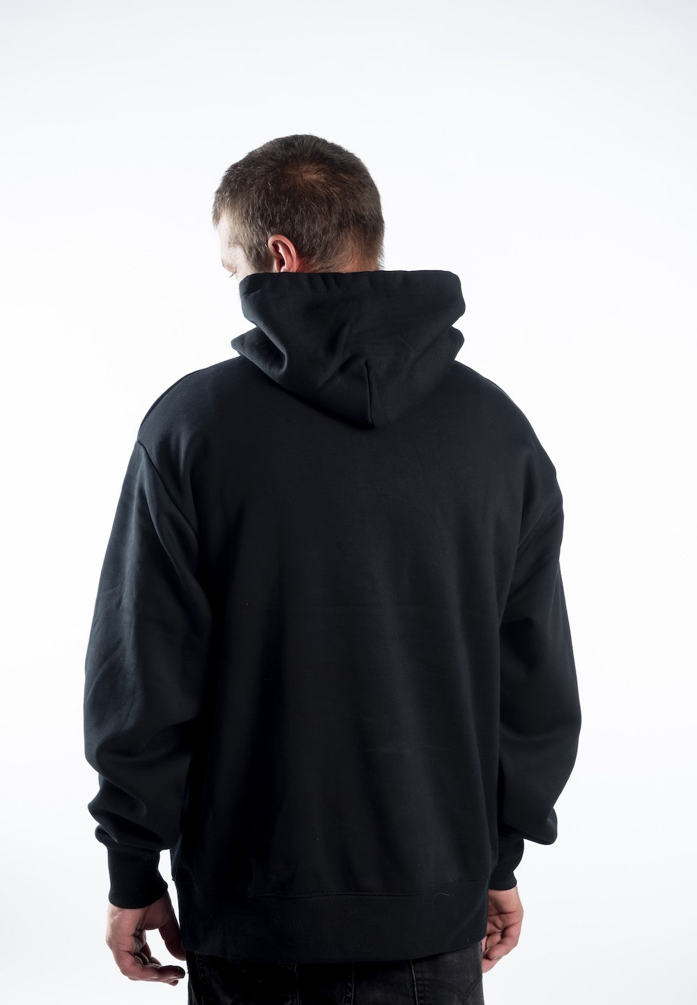 Men’s Heavy Hoodie – Black with White & Blue Logo
