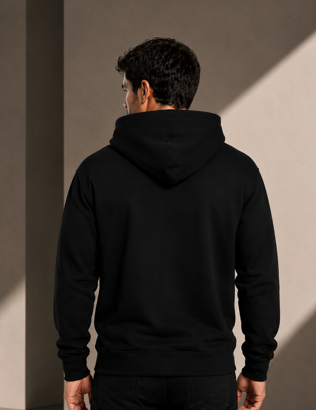 Men’s Heavy Hoodie – Black with White & Blue Logo