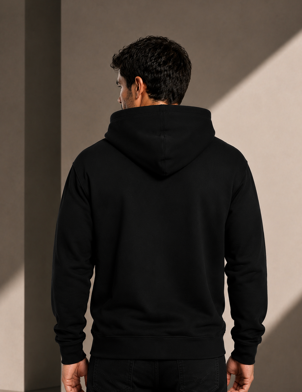 Men’s Heavy Hoodie – Black with White & Blue Logo
