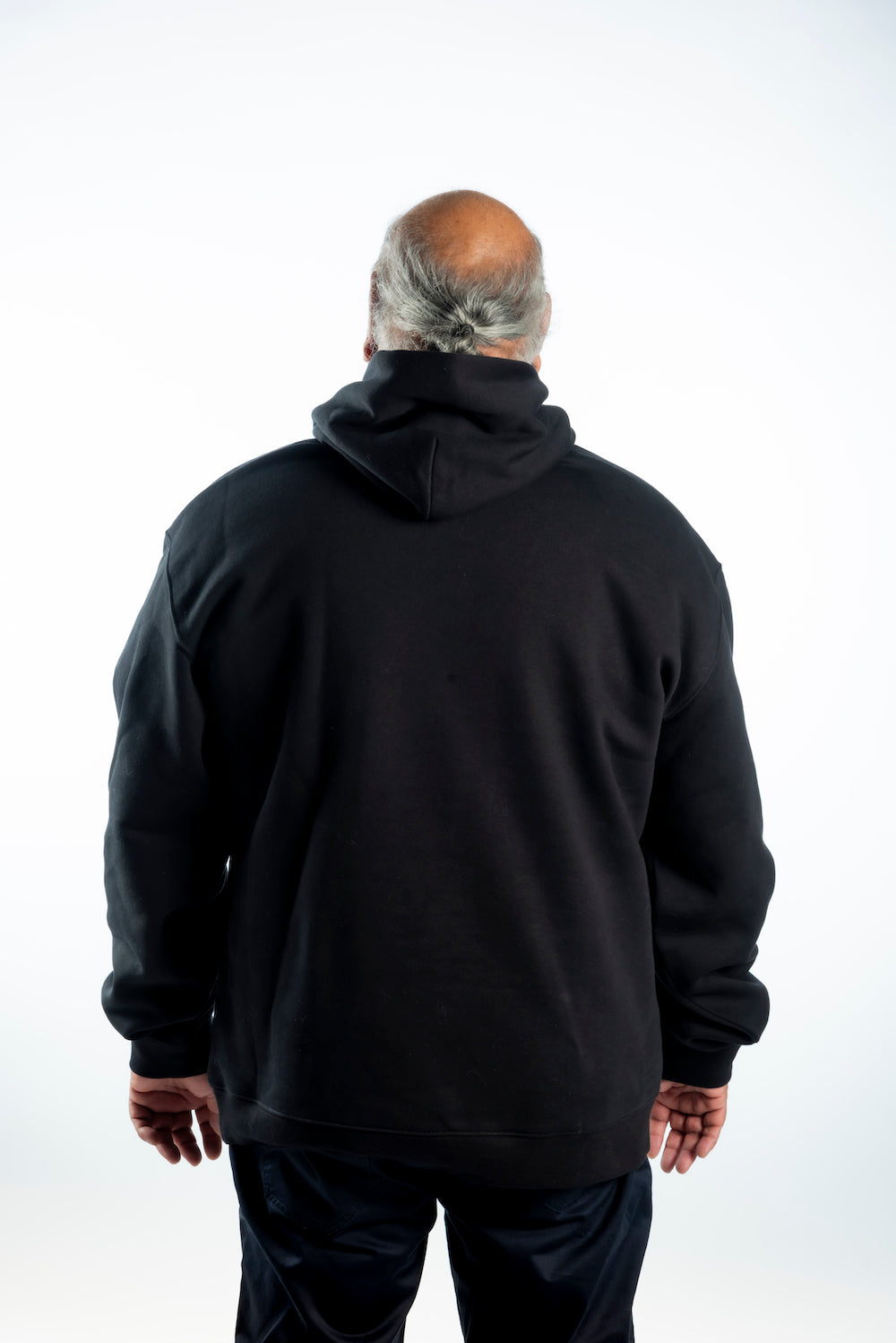 Men's Relaxed Hoodie — Black - White Logo