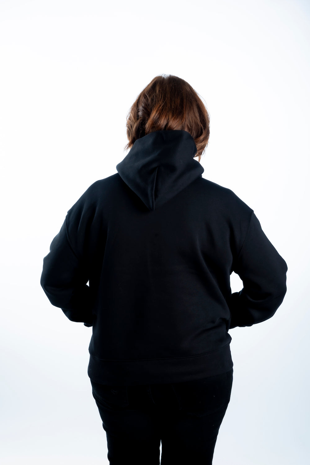 Women's Relaxed Hoodie - Black - White Logo - Printed