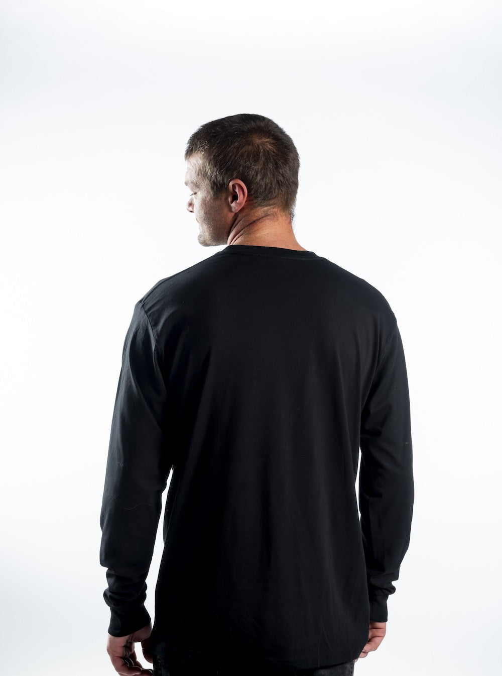 Men’s Long Sleeve T-shirt – Black with White Logo Printed