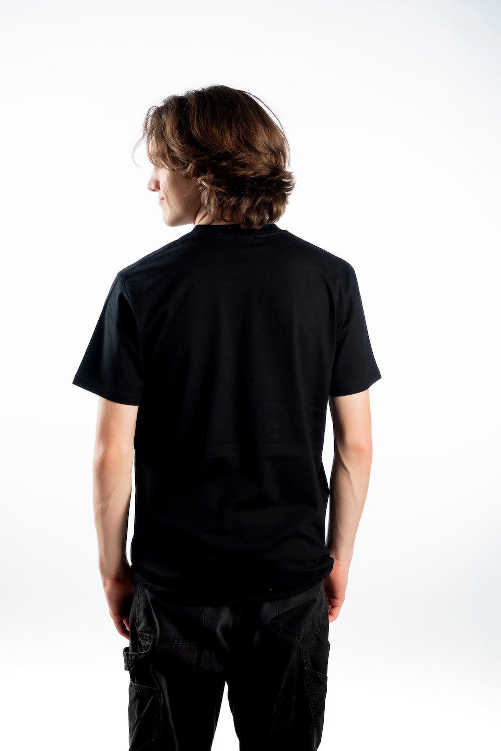 Men's Short Sleeve T-Shirt - Black – White Logo Outline