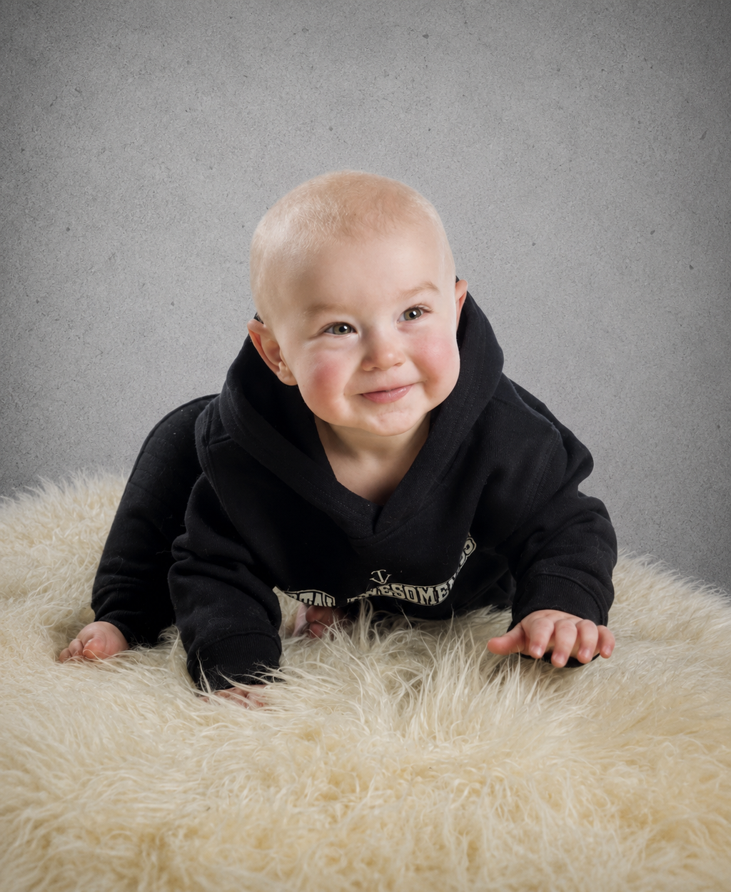 Kid's Hoodie – Black - White Logo and Words with White Outline