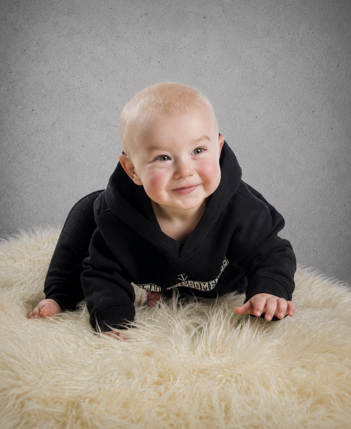 Kid's Hoodie – Black - White Logo and Words with White Outline