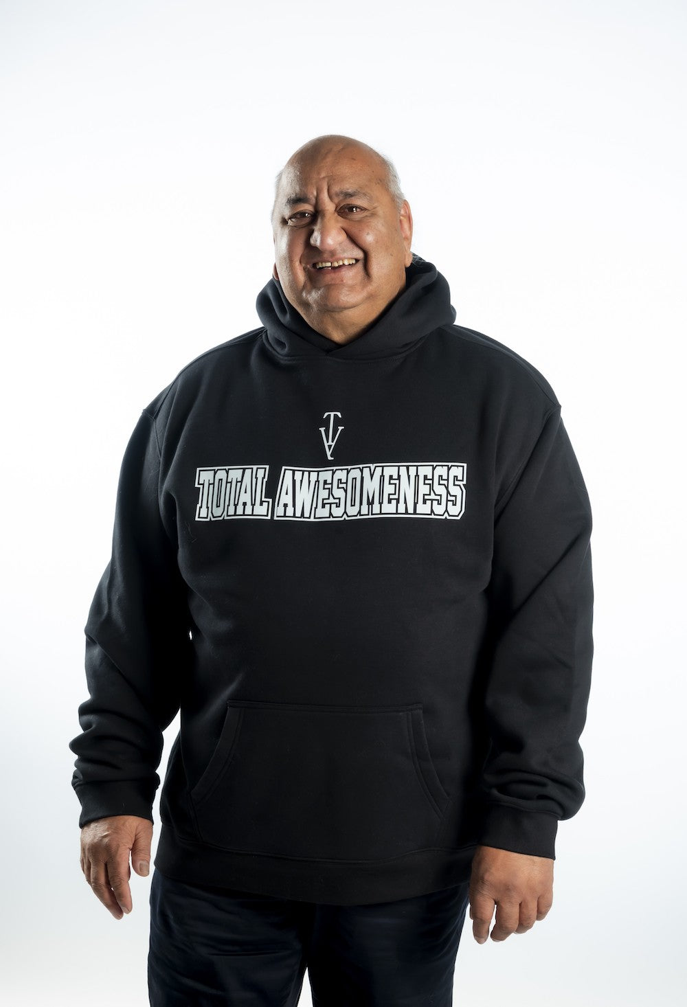 Men's Relaxed Hoodie — Black - White Logo