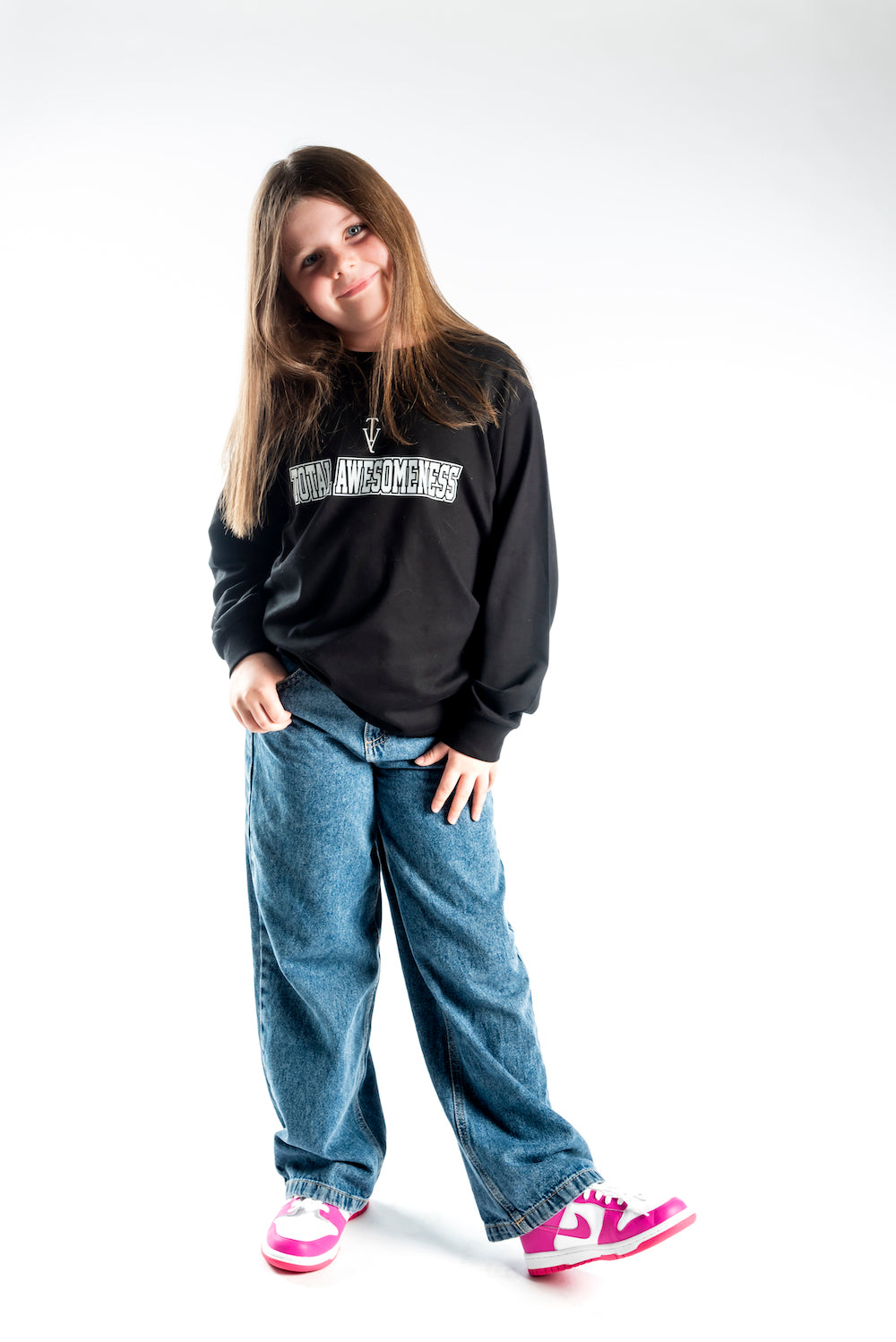 Youth Long Sleeve T-Shirt - Black – White Logo