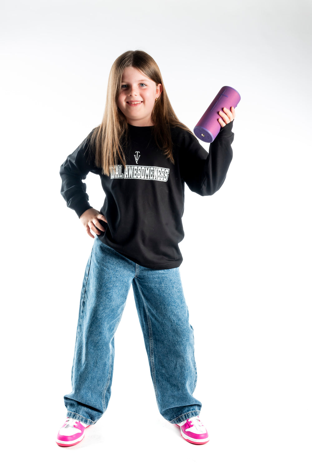 Youth Long Sleeve T-Shirt - Black – White Logo