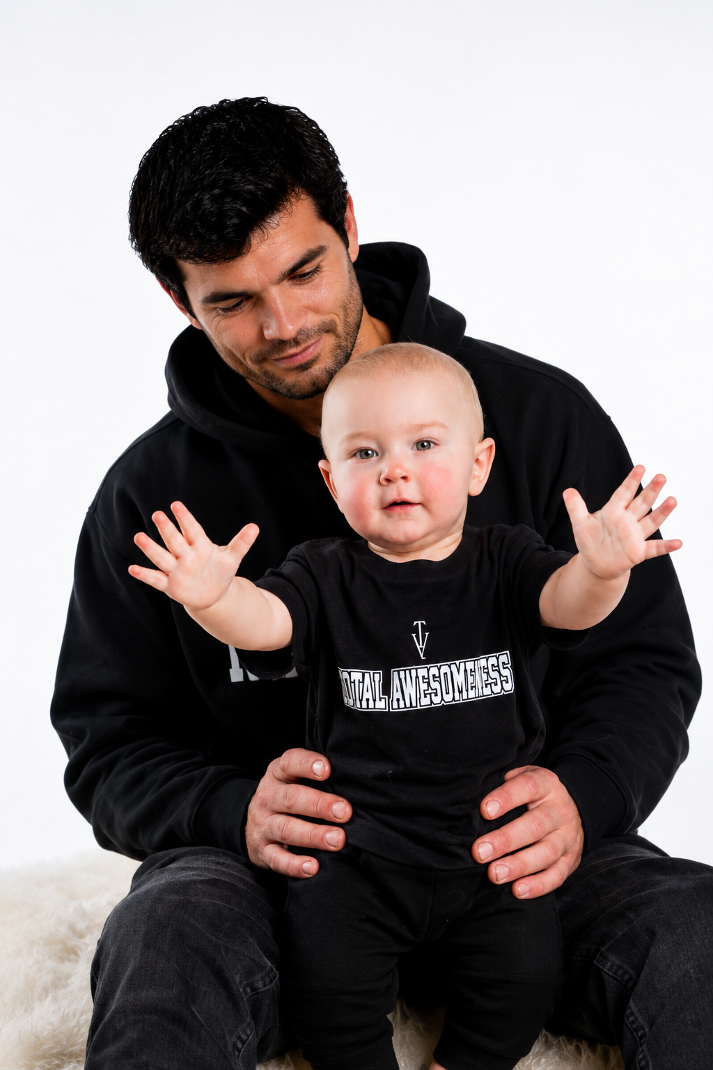 Infant Organic T-Shirt – Black - White Logo