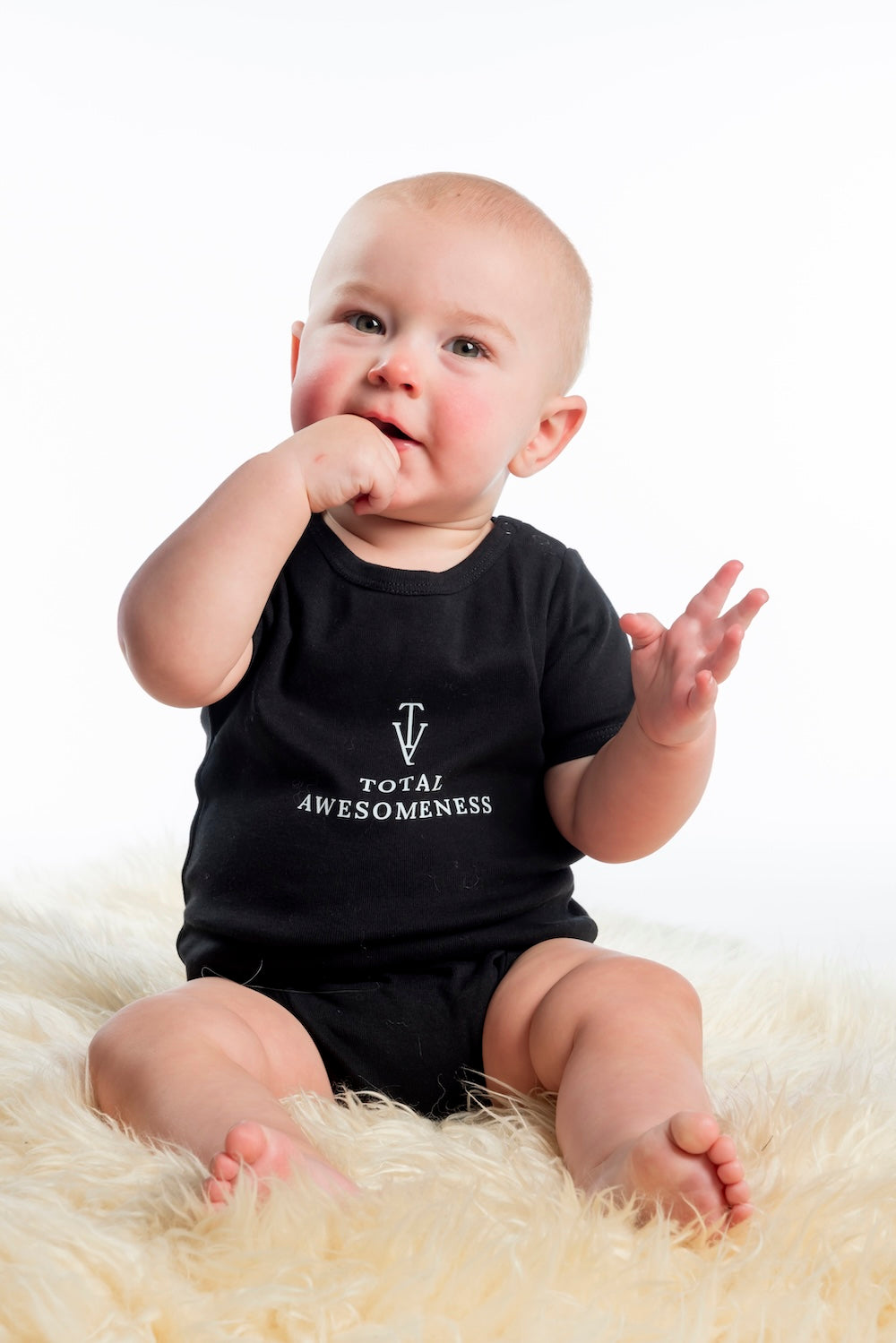 Infant Organic One-Piece - Black - White Logo