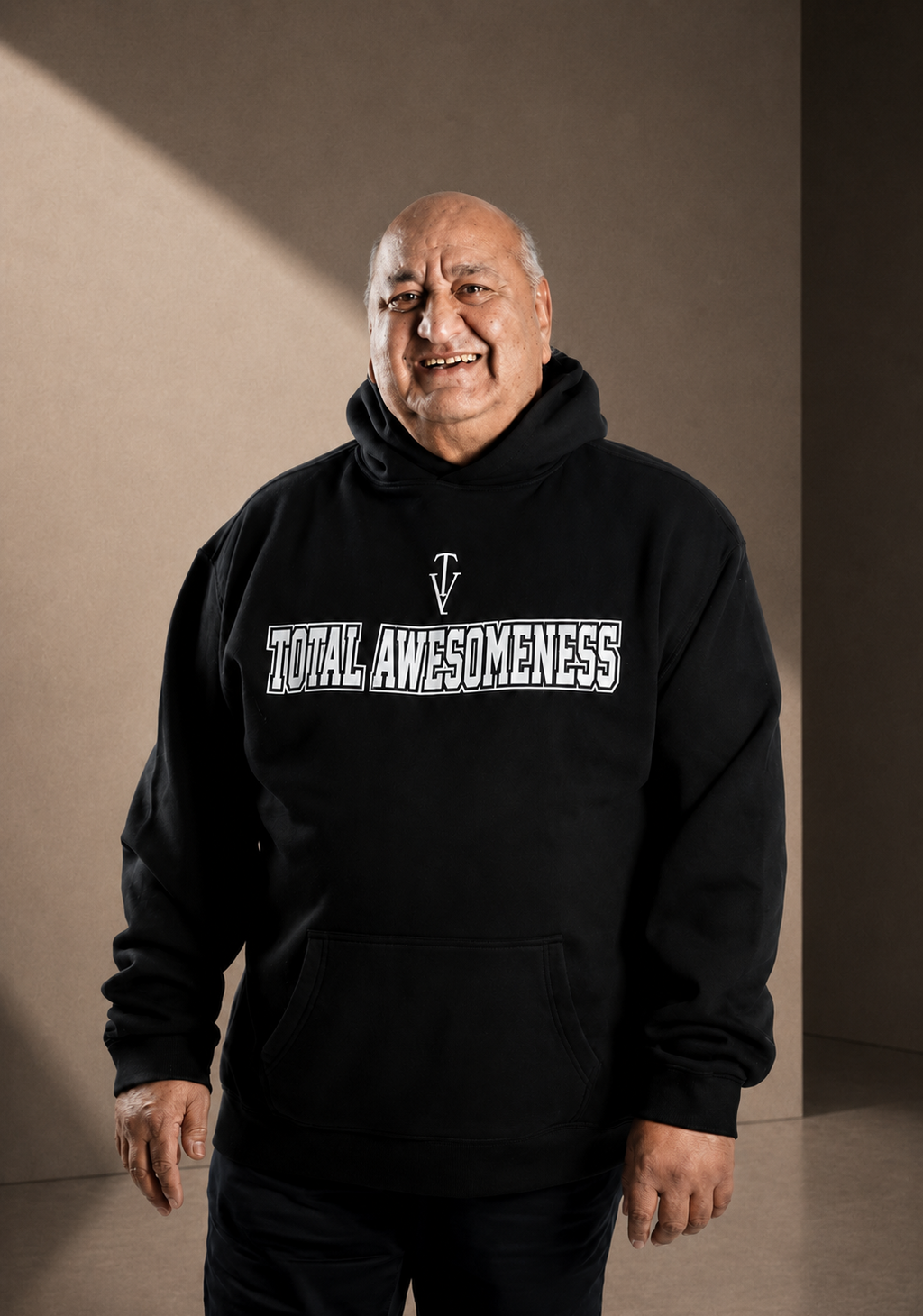 Men's Relaxed Hoodie - Black - Printed White Logo with Outline
