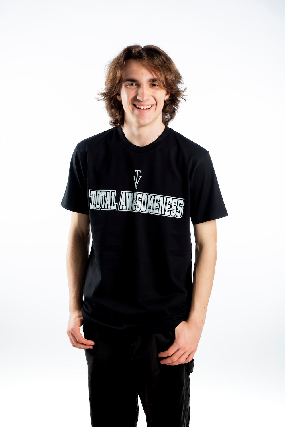 Men's Short Sleeve T-Shirt - Black – White Logo Outline