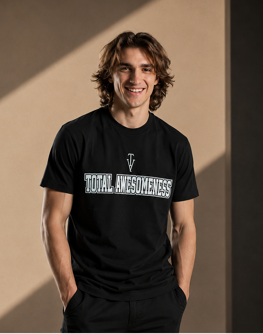 Men's Short Sleeve T-Shirt - Black – White Logo Outline
