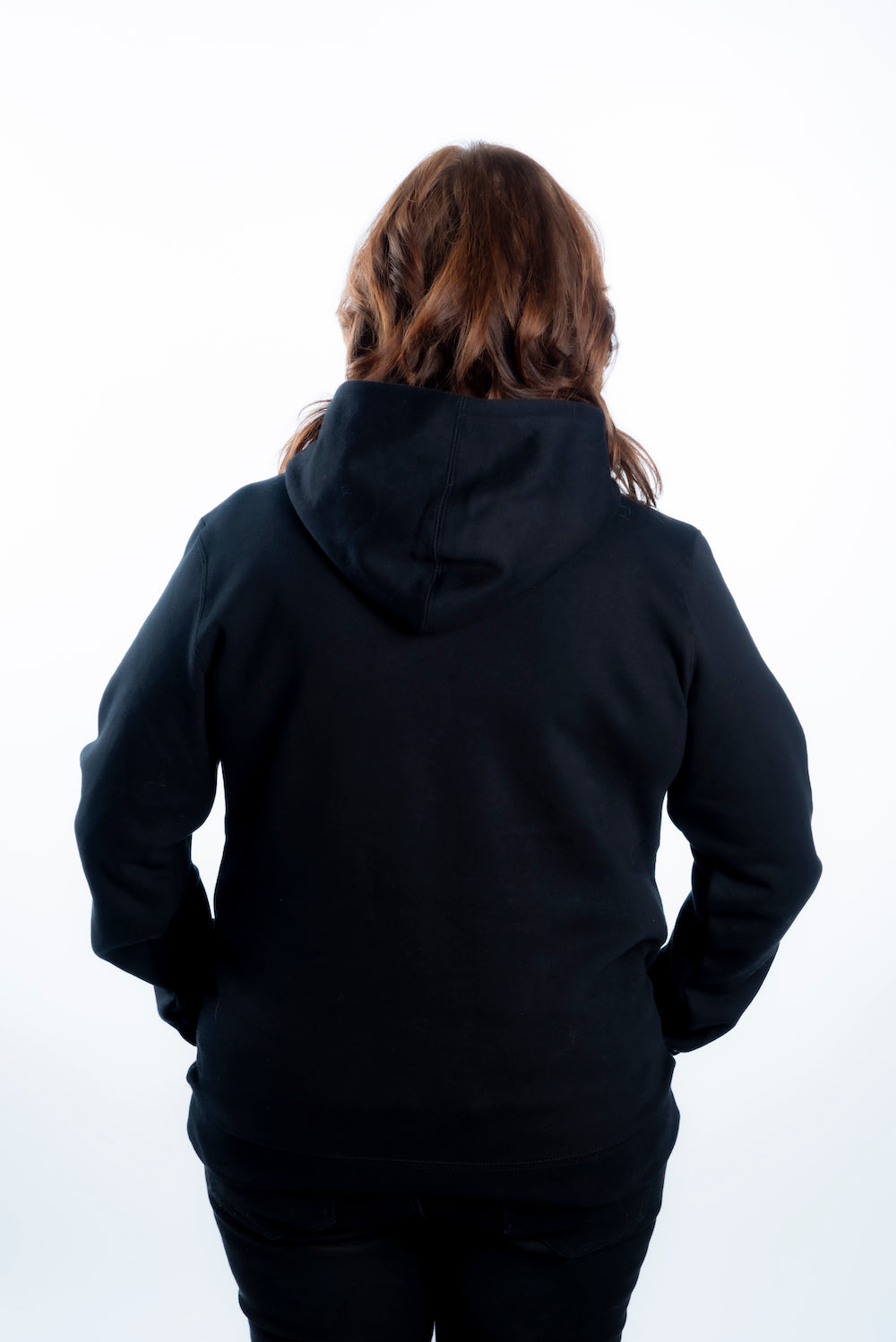 Women’s Stencil Hoodie – Black - White Logo - Printed