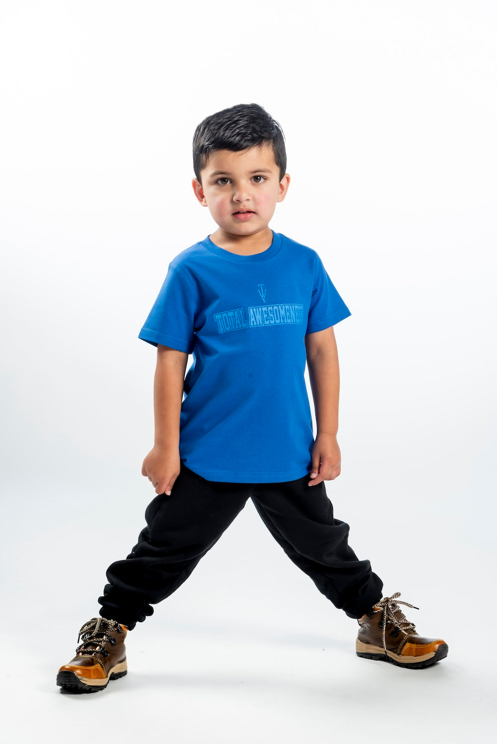 Kid's Short Sleeve T-Shirt - Bright Royal - Blue Logo