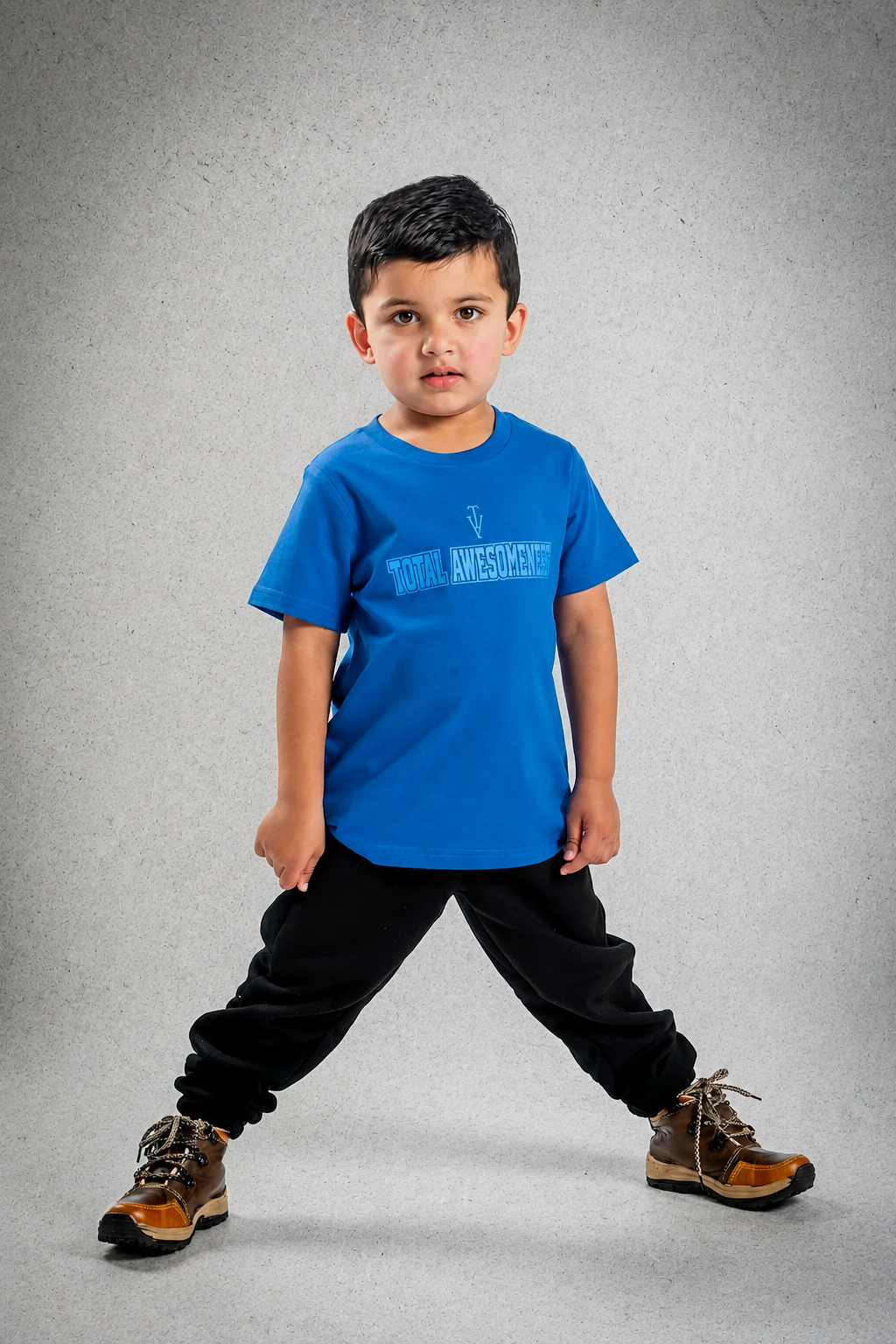 Kid's Short Sleeve T-Shirt - Bright Royal - Blue Logo