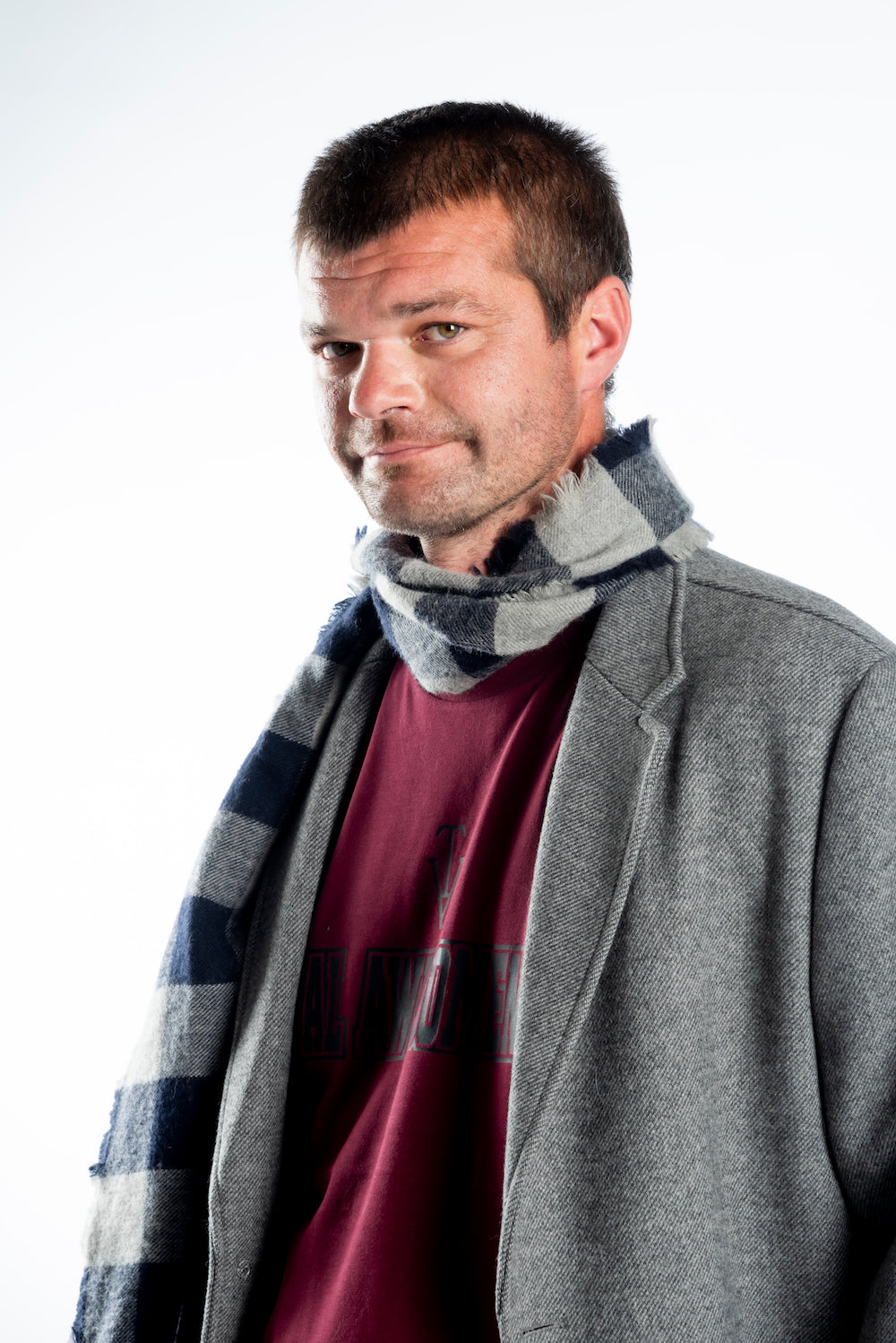 Men's Short Sleeve T-shirt - Burgundy - Black Logo