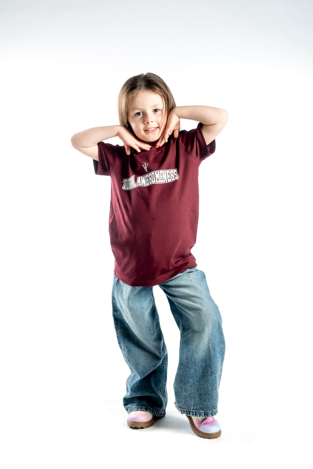 Kid's Short-Sleeve T-Shirt - Burgundy - White Logo