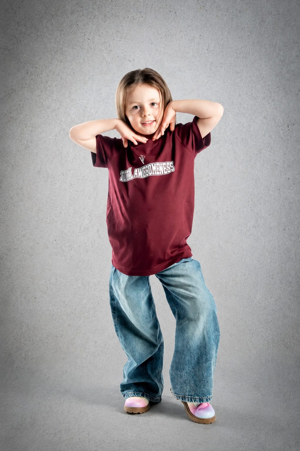 Kid's Short-Sleeve T-Shirt - Burgundy - White Logo