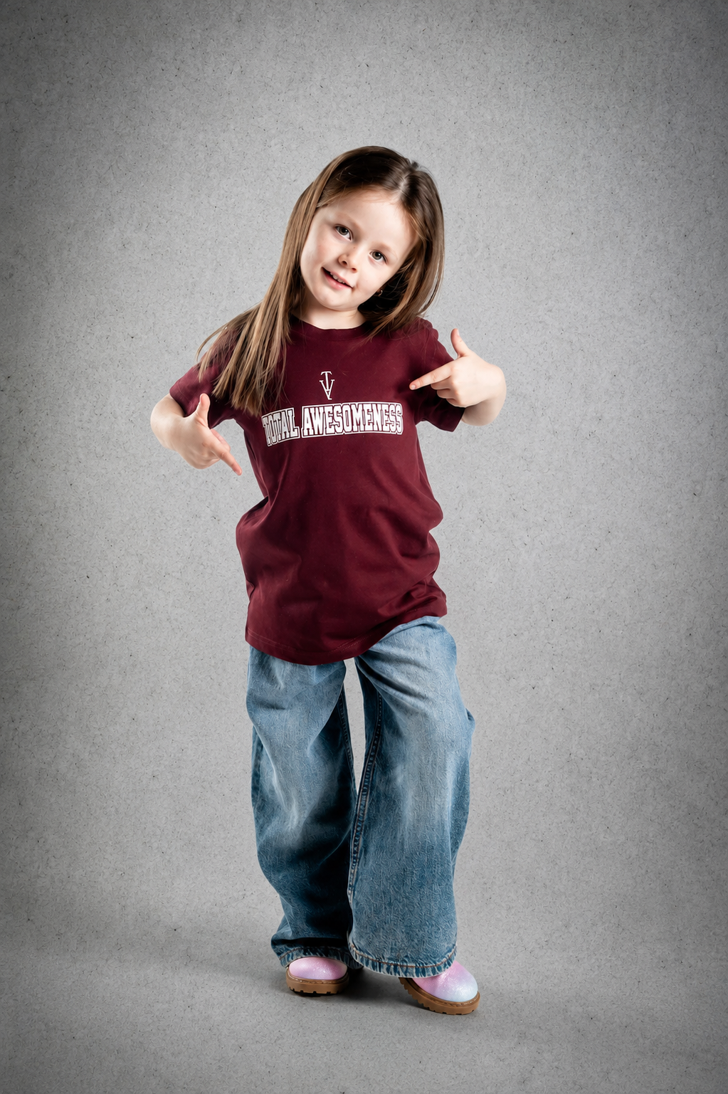 Kid's Short-Sleeve T-Shirt - Burgundy - White Logo