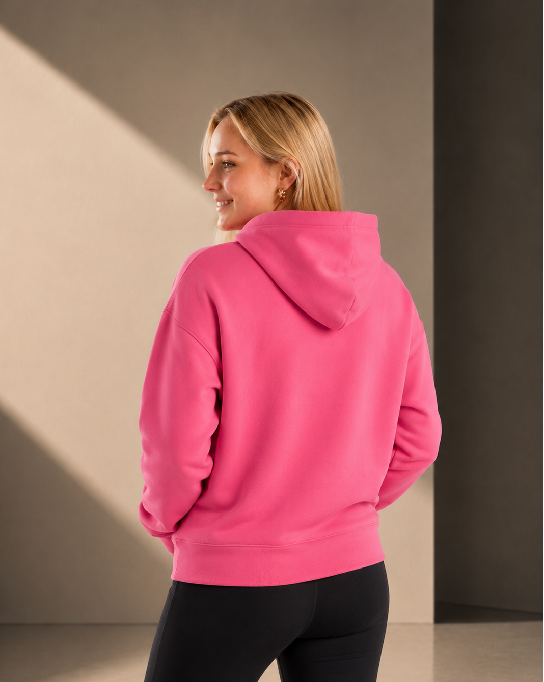 Women's Relaxed Hoodie - Charity Pink - Pink Logo - Embroidery