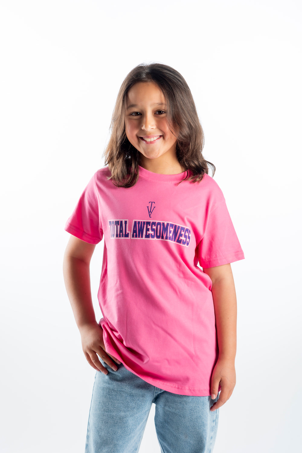 Youth Short Sleeve T-shirt - Pink - Purple Logo