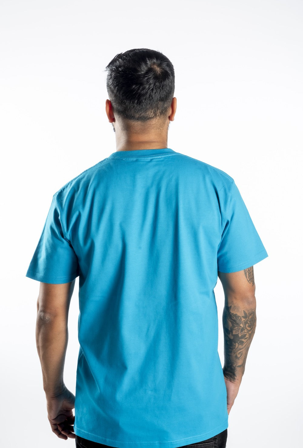 Men's Short Sleeve T-Shirt - Blue – Black Logo Outline