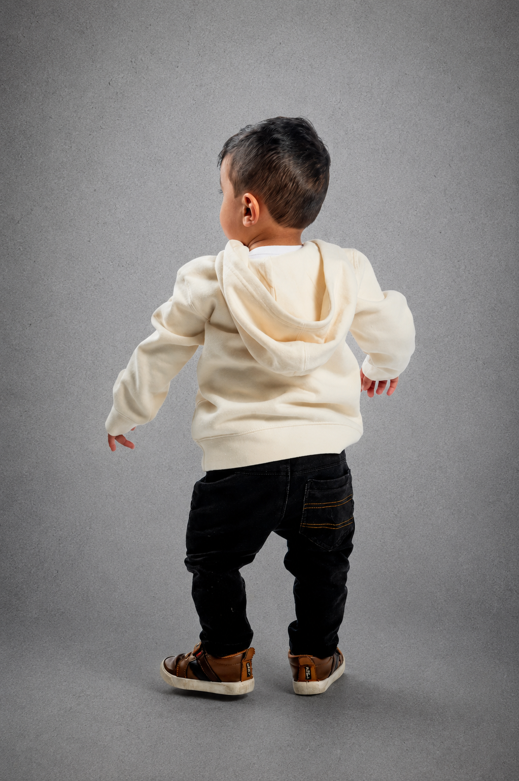 Kid's Hoodie – Ecru - Black Logo and Words with Black Outline