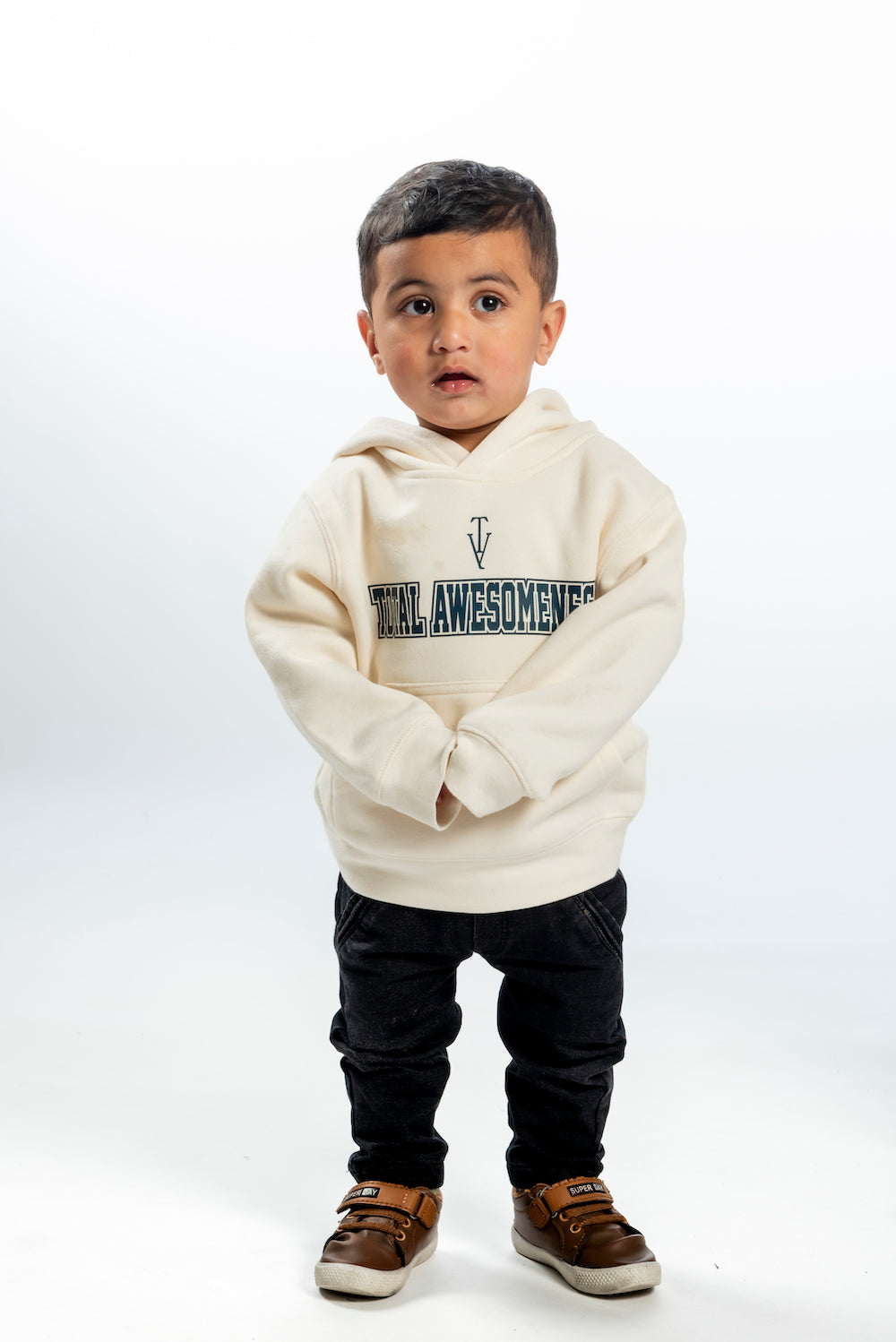 Kid's Hoodie – Ecru - Black Logo