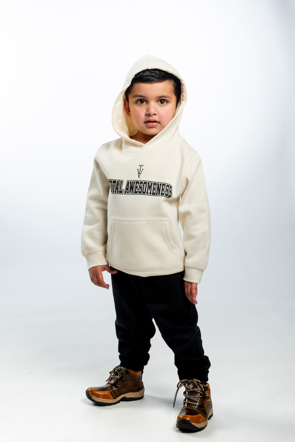 Kid's Hoodie – Ecru - Black Logo