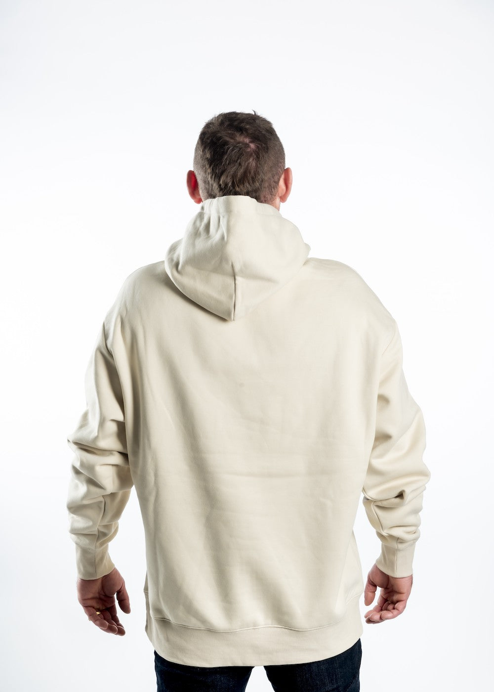 Men’s Heavy Hoodie – Ecru with Chocolate Logo
