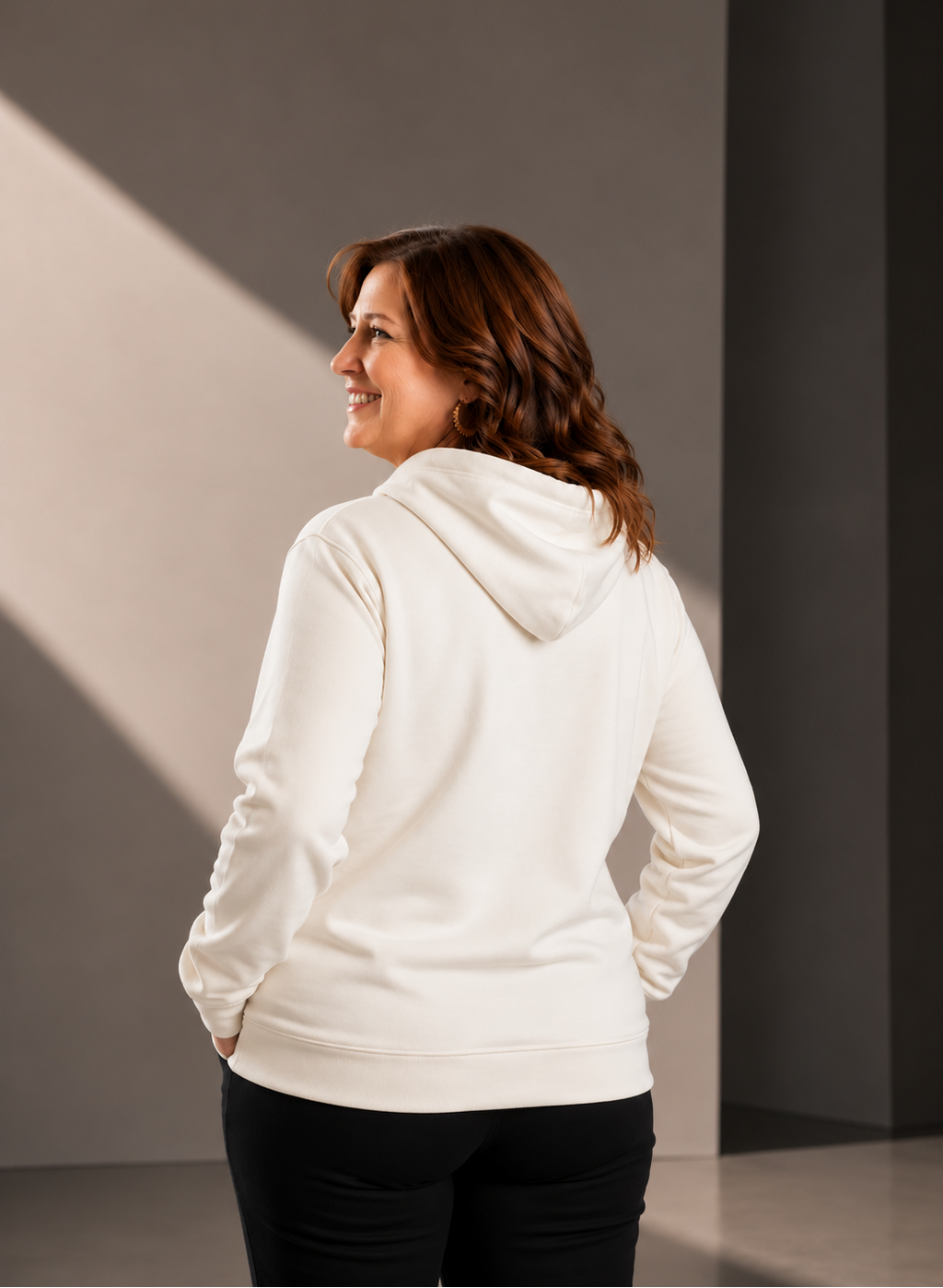 Women’s Classic Hoodie – Ecru - Chocolate Embroidered Logo