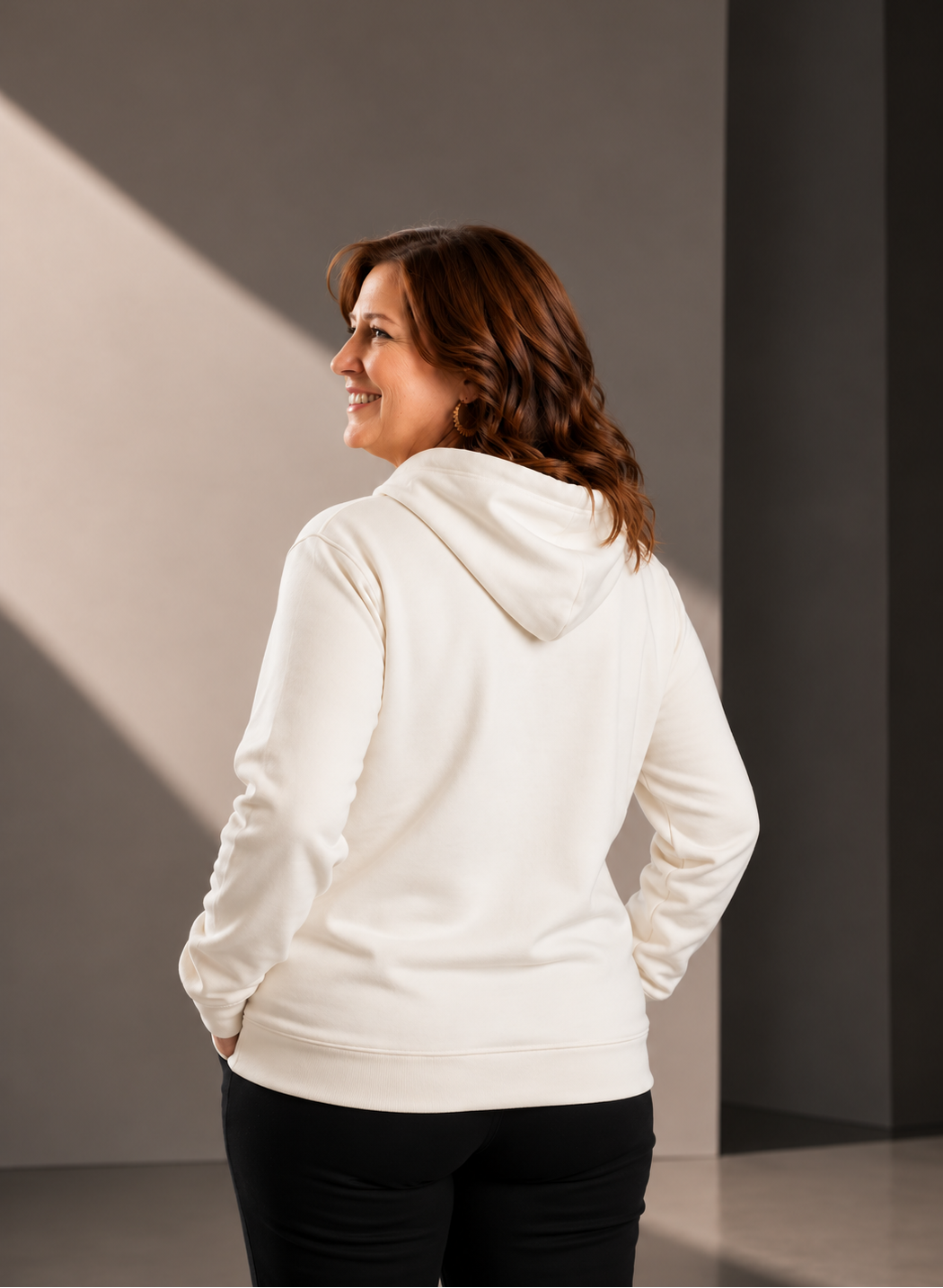 Women’s Classic Hoodie – Ecru - Chocolate Embroidered Logo