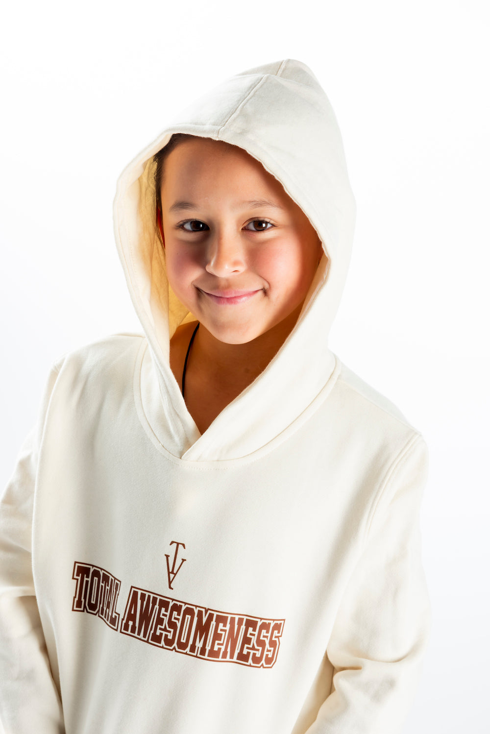 Youth Hoodie – Ecru - Chocolate Logo