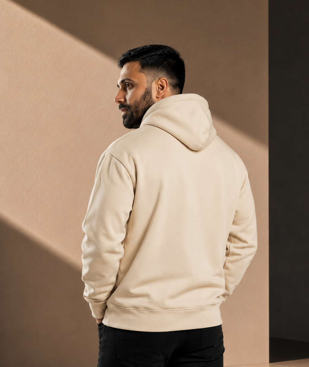 Men’s Heavy Hoodie  Ecru with Cream Logo