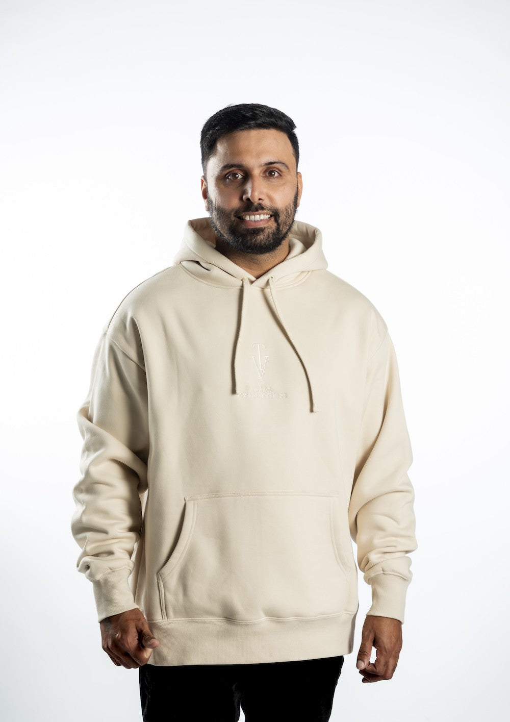 Men’s Heavy Hoodie  Ecru with Cream Logo
