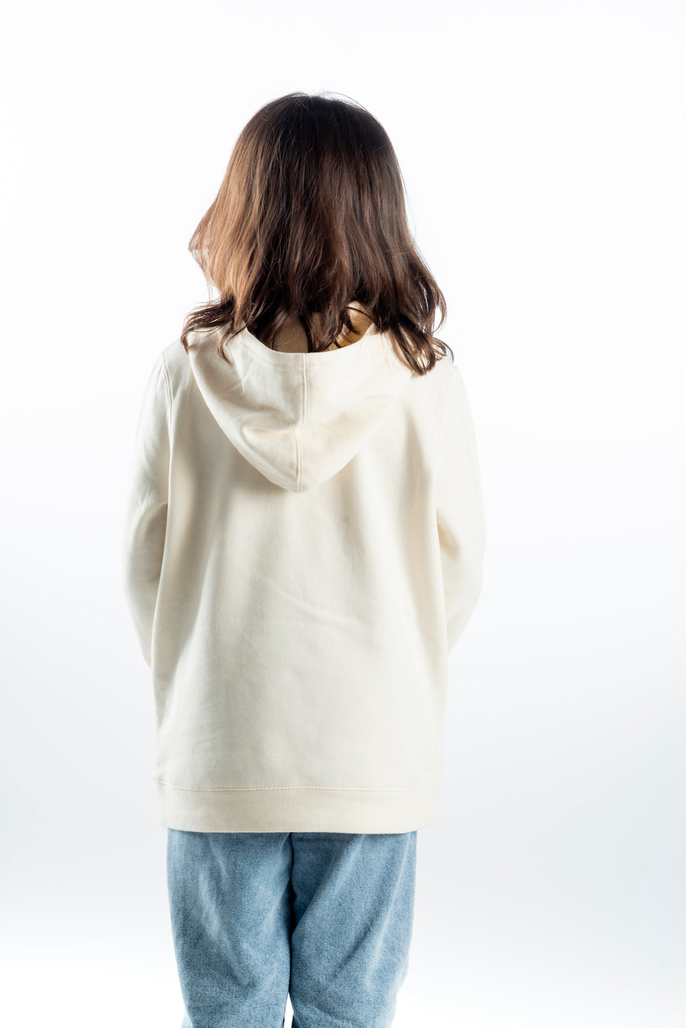 Youth Hoodie – Ecru - Pink Logo